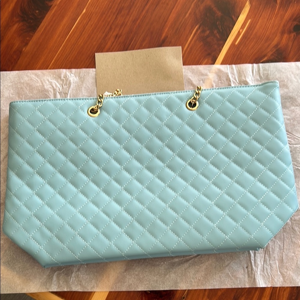 Quilted Blue Tote Bag​ - Picture 3 of 7